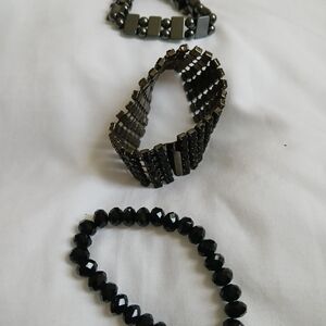 Black Beaded Bracelet Set